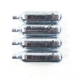 Genuine Innovations Premium CO2 Cartridges 4 Pack of 16g Non Threaded