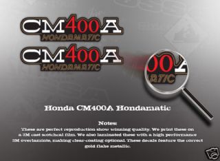 Honda CM400 CM400A Hondamatic Side Cover Decals