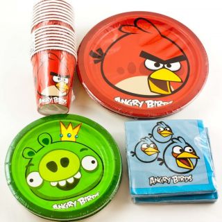 ANGRY BIRDS Birthday Party Supplies Plates Napkins Cups for 16 Kids