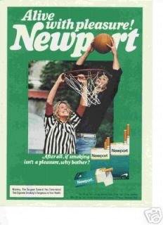 1983 Newport Cigarette Original Vintage Ad Basketball