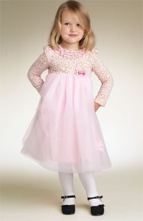 Biscotti Print Dress with Tulle Skirt (Toddler)