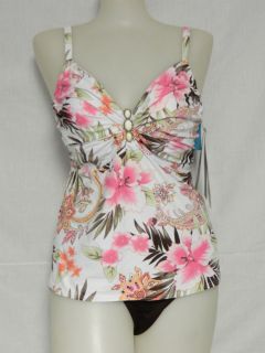 Coco Reef 34 C Cup Underwire Medium Tankini Swimsuit Set Pink Brown $