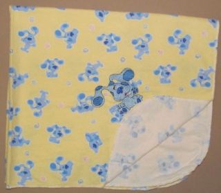 Blues Clues Yellow Flannel Embroidered Baby Receiving Blanket Blue