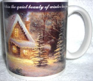  Kinkade 1997 Vtg Winter Scene Deer Creek Cottage Porcelain Coffee Mug