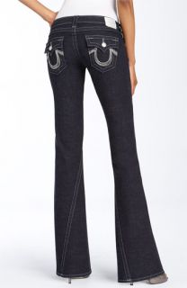 True Religion Brand Jeans Joey   Silver Chainball Flare Leg Stretch Jeans (Body Rinse Blue Wash)