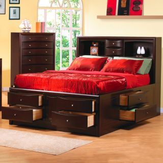 Coaster Phoenix Contemporary Bookcase Bed Underbed Storage Drawers New