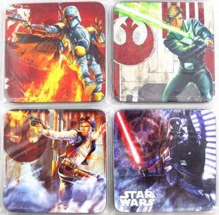 Star Wars Set of 4 Drink Coasters Boba Fett Darth Vader