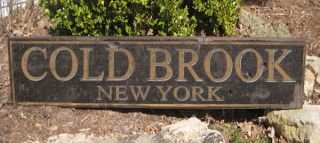 COLD BROOK, NEW YORK   Rustic Hand Crafted Wooden Sign