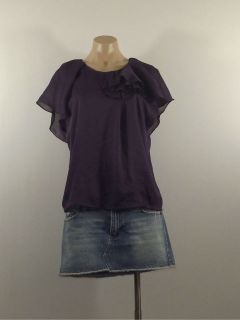 Collective Concepts Size Small Purple Tier Ruffle Design Shirt Blouse