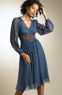 Betsey Johnson Embroidered Silk Chiffon Dress