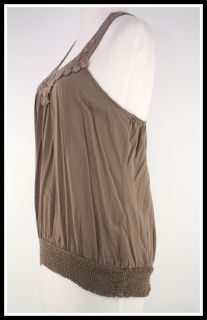 The Clothing Company Size M Taupe Tan Crochet Strappy Smocked Waist