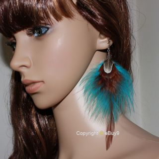 Pairs Fashion Cock Saddle Feather Earrings Emvsng MOO2