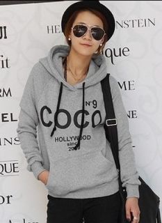New Ladys Coco Print Hoodie Pullover Fleece Inner Cool