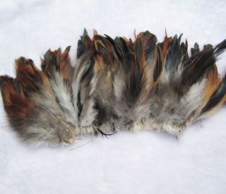 Attractive 100 Pcs Natural Color Badger Saddle Rooster Feathers 6 8