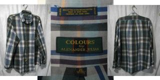 Vintage COLOURS Alexander Julian Mens XL Plaid LS Shirt Top