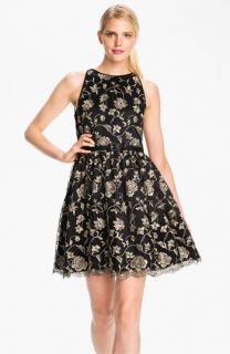 Adrianna Papell Embroidered Tulle Fit & Flare Dress