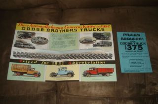 VINTAGE AUTO CAR COLLECTIBLE 1931 DODGE BROTHERS 375 TRUCKS OLD DEALER