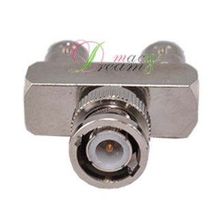 BNC Male to 2 Female Coaxial Y Adapter 3 Way Connector