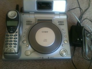 Coby Cordless Phone CD Player Radio Alarm Clock All in One