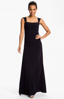 Amsale Square Neck Ruched Jersey Gown