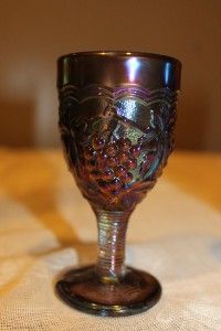  Carnival Glass RARE Smoke Grapes Wine Decanter 6 Stem Goblets