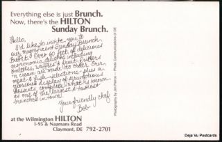 Claymont de Wilmington Hilton Hotel Sunday Brunch Vtg