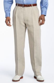 John W. ® Double Reverse Pleated Linen Trousers