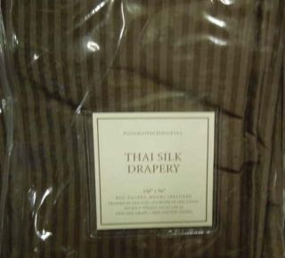  Hardware Thai Silk Tonal Stripe Drapery 100x96 2 Panels Coffee