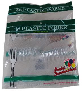 Lot of 96 Clear Plastic Forks Party Tableware Utensils