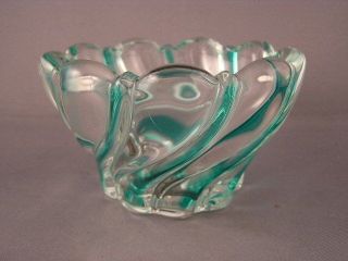 Mikasa Germany Green Clear Glass Swirl Bowl