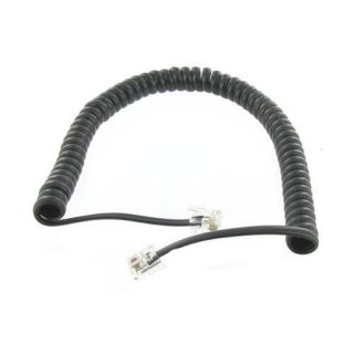 Black Coiled Telephone Handset Cable Cord Coiled Length 16 inches to 6