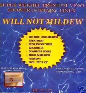 Will not Mildew 54x78 Clear Vinyl Shower Curtain Stall