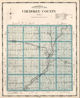 Cherokee County Iowa Map Authentic 1904 Dated w Towns TWPS RRs