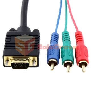  15 Pin VGA M to RCA Y PR PB Male Cable for HDTV DVD Player