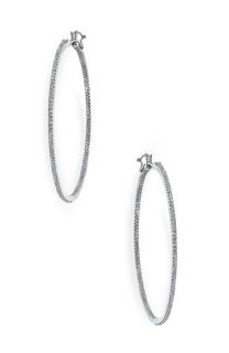 Ivanka Trump Black & White Medium Thin Diamond Hoop Earrings