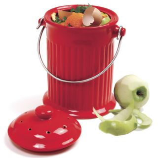 Norpro 93R Ceramic Compost Keeper Kitchen Composter Red