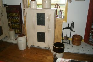 Pennsylvania Reroduction Antique Primitive Punch Wheat Tin Cupboard