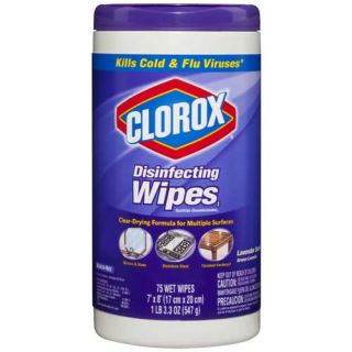 Clorox Disinfecting Wipes Lavender 75 Count Canister Pack of 6 Total
