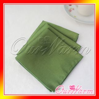 10 Olive Green 12 Square Satin Cloth Napkin or Handkerchief Multi