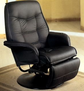 Coaster Black Leather Like Cushion Swivel Chaise Recliner 7501