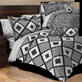 Shiraz Black Reversible 10 Piece Comforter Set Bedskirt Pillows All