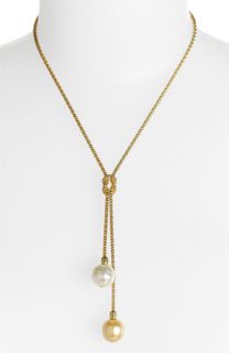 Majorica Love Knot 14mm Pearl Lariat Necklace