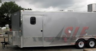  SILVER FOOD CATERING SERVING ENCLOSED CONCESSION TRAILER w/ RANGE HOOD