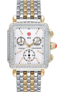 Michele Deco Diamond Two Tone Bracelet Watch