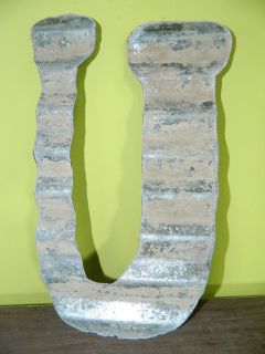 Recycled Barn Roofing Metal Letter U 10 inches Made in USA by Junkfx