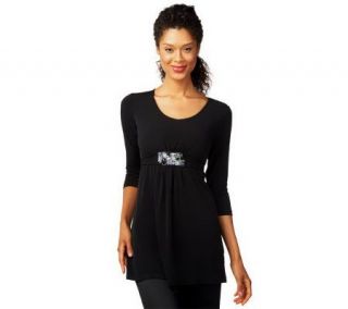 George Simonton Milky Knit Tunic with Embellished Belt Detail