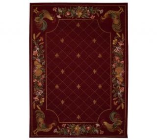 Royal Palace Hand Hooked Rooster Fleur de Lis 8X11 Wool Rug