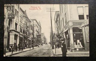 1909 Postcard Street Scene Pittsburg St Connellsville PA