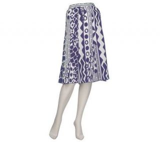 Susan Graver Cool Peachskin Fully Lined Printed Skirt   A80592