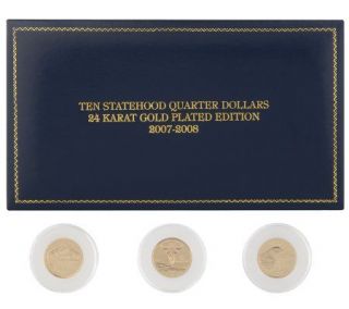 2007 MA, WA & ID 24K Gold Plated State Quarters with Box —